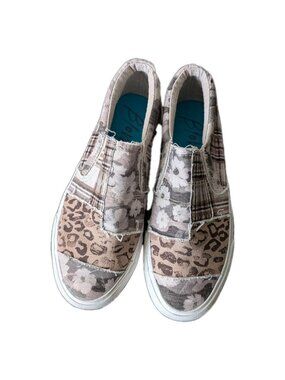Blowfish Malibu Women's 8.5 Patchwork Slip On Shoes Leopard Floral Plaid Boho